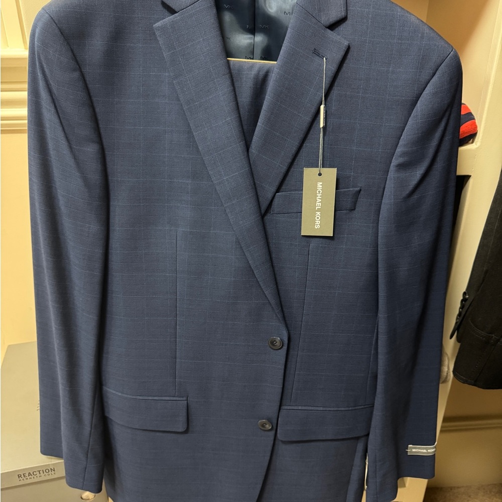 Michael Kors Blue Slim-Fit Suit Jacket